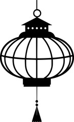 outline illustration of lantern for coloring page
