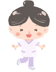 可愛いセラピストの女性　全身立ち姿　スキップポーズ