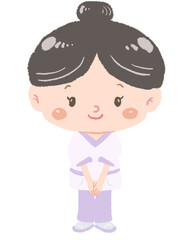 可愛いセラピストの女性　全身立ち姿　丁寧立ちポーズ