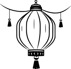 outline illustration of lantern for coloring page
