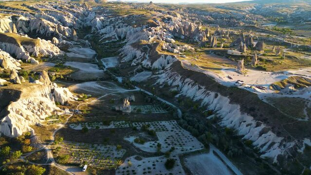 Aerial view of Goreme Historical National Park, Cappadocia, Turkey.