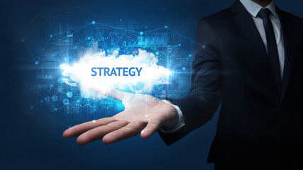 Hand of Businessman holding motivational message