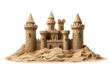 Sandcastle View on White or PNG Transparent Background.
