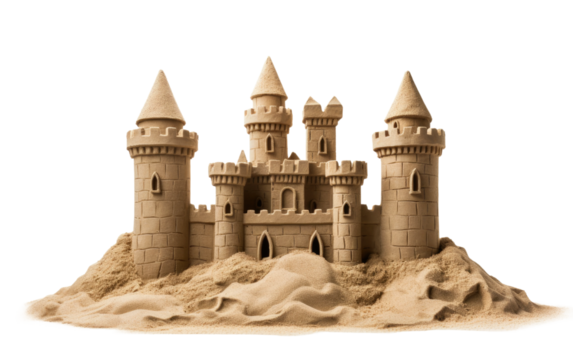 Sandcastle View on White or PNG Transparent Background.