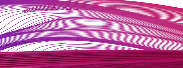Purple and blue thin curved delicate lines Contemporary art curves made with Bezier curves Isolated Elegant Modern 3D Rendering abstract background