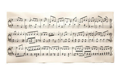 Musical Notes Sheet on White or PNG Transparent Background.