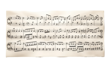 Musical Notes Sheet on White or PNG Transparent Background.