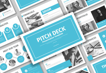 Creative Pitch Deck Blue and Gray Business Presentation Template Layout