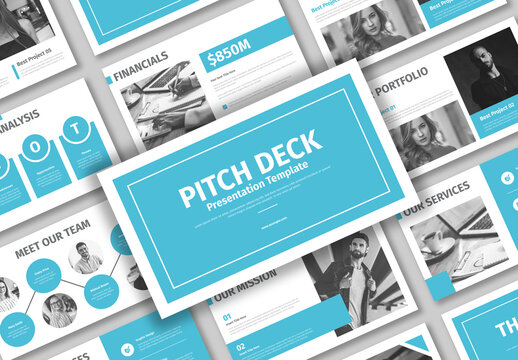 Creative Pitch Deck Blue and Gray Business Presentation Template Layout