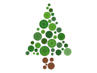 Eco Christmas tree made from buttons. Christmas decoration idea vector illustration