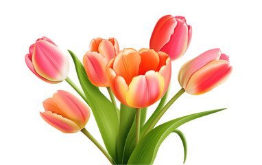 Fototapeta premium Botanical Charm Tulip on White or PNG Transparent Background.