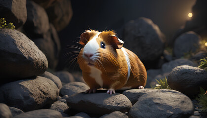 Guinea pig in its natural habitat, generative AI