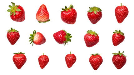 Strawberry isolated on white background. Top view. Flat lay.