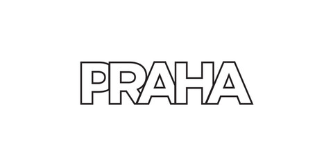 Obraz premium Praha in the Czech emblem. The design features a geometric style, vector illustration with bold typography in a modern font. The graphic slogan lettering.