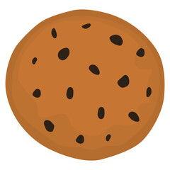 One chocolatechip cookie on white background illustration
