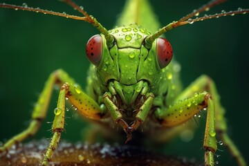 Fototapeta premium Nahaufnahme einer Heuschrecke