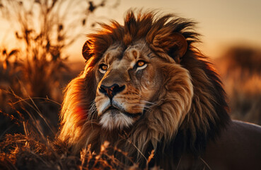 Löwe im Abendlicht