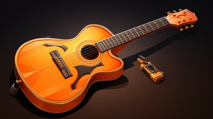 A sleek, modern acoustic guitar with a rich sound. Digital concept, illustration painting.