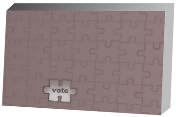 Word vote with jigsaw puzzle, vote
