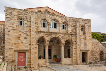 Fototapeta na wymiar Holy Church of the Virgin Mary Ekatontapiliani, in Parikia. The Byzantine Museum of Paros. Cyclades, Greece
