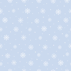 Seamless Christmas snowflake pattern. Merry Christmas! Happy New Year! White snowfall