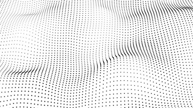 White abstract background and black dot. Futuristic, Modern, Digital, Abstract and technology dots wave background. digital dot wave animation. Dot pattern with halftone effect.