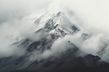 Obraz premium Captivating Winter Landscape. Majestic Snow-Capped Mountains Amidst Tranquil Scenery
