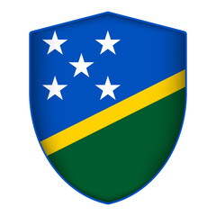 Solomon Islands flag in shield shape. Vector illustration.