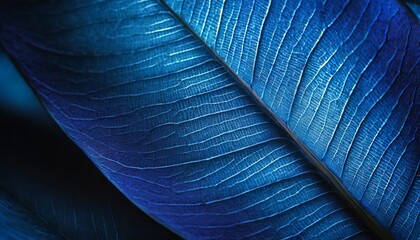 Blue leaf texture background.