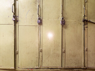 old dirty locker room steel personal cabinets texture and background