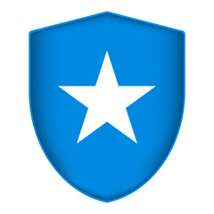 Somalia Islands flag in shield shape. Vector illustration.