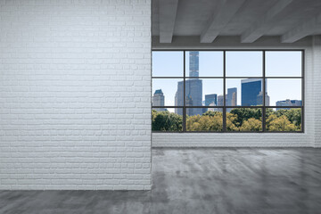 Empty room Interior Skyscrapers View Cityscape. Central Park Midtown New York City Manhattan...