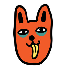 cat head in vector.color icon in doodle style.Template for logo sticker poster print application website avatar. Series of cat faces in flat