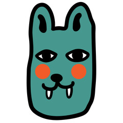 cat head in vector.color icon in doodle style.Template for logo sticker poster print application website avatar. Series of cat faces in flat