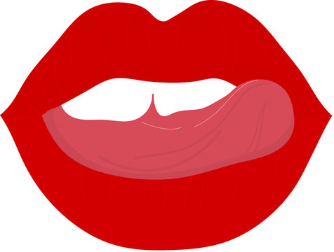 Vector drawing of licking red lips