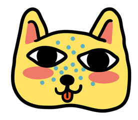 cat head in vector.color icon in doodle style.Template for logo sticker poster print application website avatar. Series of cat faces in flat