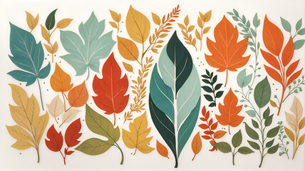 This abstract leaf pattern is a beautiful and versatile design. The pattern is composed of a variety of leaves, all arranged in a repeating pattern.