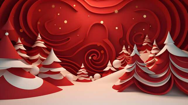 Explore the magic of a creative Christmas background, where abstract illustrations and paper art intertwine in festive harmony, bringing holiday joy to life.