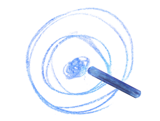 Blue chalk with shape target isolated on white, clipping path, top view
