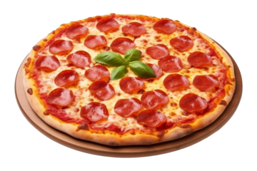Pepperoni Pizza Isolated on Transparent Background
