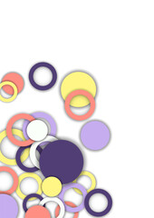 Colorful geometric abstract background. Overlapping colorful circles and rings. Modern elegance, bright fashion background. Brochure and banner template. Vector