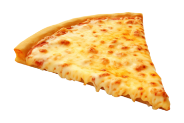 Slice of Four Cheese Pizza Isolated on Transparent Background
