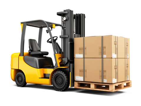 Forklift With Load Isolated on Transparent Background
