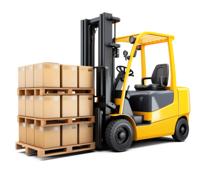 Forklift With Load Isolated on Transparent Background
