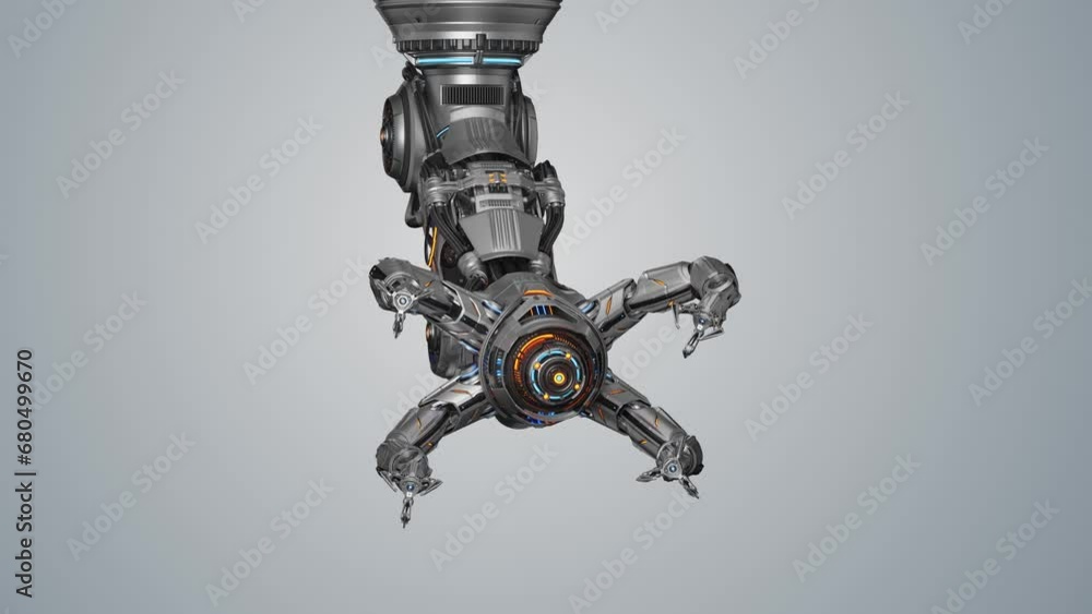 Fototapete cyber machine manipulator equipped with multiple robotic arms for advanced works in nano technology 