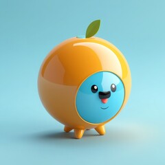 cute smiling little blue apple with big eyes. cute smiling little blue apple with big eyes. cute little blue apple character. 3d illustration