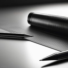 black pen with blank paper on white background black pen with blank paper on white background black...
