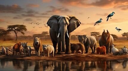 A blank photo collage showcasing the diversity of wildlife photography, with images of animals in their natural habitats