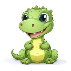 Fototapeta premium Cute cartoon 3d character crocodile on white background