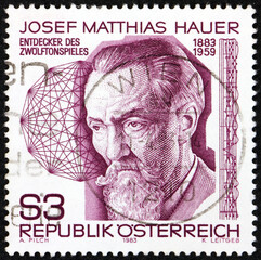 Postage stamp Austria 1983 shows Josef Matthias Hauer (1883-1959), was an Austrian composer and music theorist